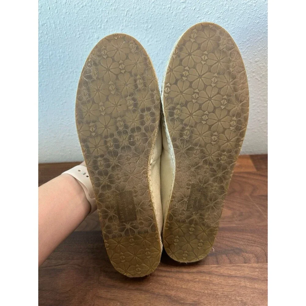 Kate Spade Cream Dahlia Espadrille Flat Loafers w Floral Embroidery Size 8